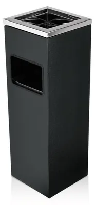 Produktbild von 2x Standascher Pulverbeschichteter Stahl / Edelstahl 60 cm eckig Aschenbecher
