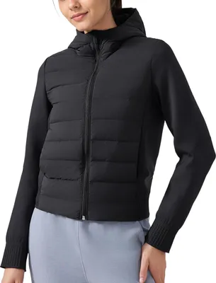 Produktbild von Damenjacke mit Kapuze, wattiert, Übergangsjacke, leicht, warm, bequem, schwarz, Größe S