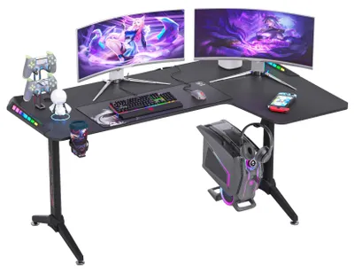 Image de Ordinateur portable - Bureau debout - Bureau d'étude - Table pour ordinateur portable - Poste de travail - En forme de L - Côté droit