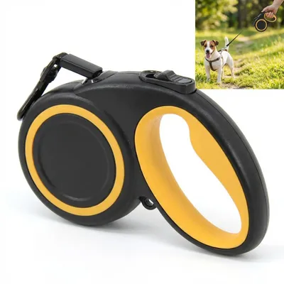 Produktbild von Automatik-Hundeleine 5m mit Reflektorband, Ergonomischer Soft-Griff, Schwarz
