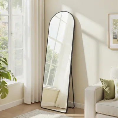 Produktbild von SONGMICS Ganzkörperspiegel, Spiegel gebogen, stehend oder wandmontiert, für Wohnzimmer, Schlafzimmer, 150 x 40 cm, schwarz