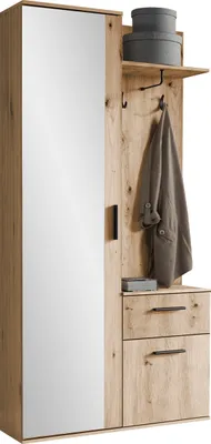 Produktbild von MIRJAN24 Garderobe-Set Lux, Wandgarderobe, 2 Kleiderhaken, Schrank und Schuhschrank, Tür universell (Farbe: Artisan Eiche)