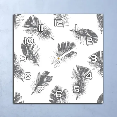 Produktbild von Deko Glasuhr Wanduhr 30x30 Feder Vintage Still Quarz Küchenuhr Bürouhr