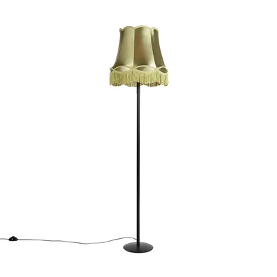Produktbild von Retro Stehlampe Schwarz mit Granny Schirm Grün 45 cm Simplo