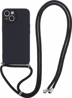 Produktbild von iPhone 15 Hülle - Coverup Colour TPU Back Cover mit Handykette - Charcoal Black