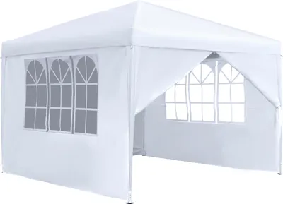 Produktbild von Sessamen-LP Pavillon 3x3m Faltbar - Wasserdicht Faltpavillon Gartenpavillon Partyzelt mit 4 Seitenteilen, UV-Schutz, Weiß