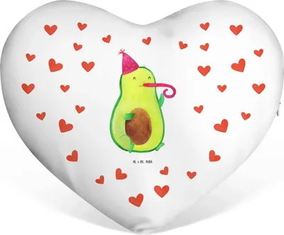 Produktbild von Mr. & Mrs. Panda Dekokissen Avocado Feier - Weiß - Geschenk, dekoartikel, Tröte, Herzkissen, Party, Kuschelkissen, Partnerkissen, Sofakissen, Fete, Geburtstag, Gute Laune