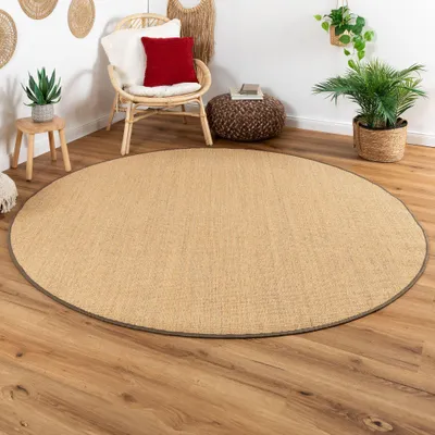 Produktbild von Sisal Teppich Acapulco - gekettelter Sisalteppich aus 100% Sisal in Kork-Braun, Größe: 200 cm rund