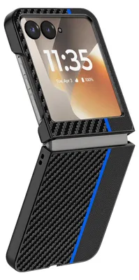 Imagen del producto de Funda para Motorola Razr 70 con diseño de fibra de carbono, protección rígida, color azul