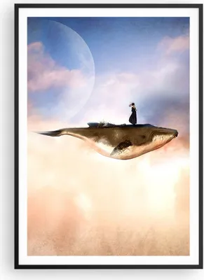 Produktbild von Gerahmtes Poster - Schwarzer Rahmen - Wal Frau Himmel - 70x100 cm - Wand Bild - Wanddeko - Wandbilder - Kunstposter - Wandposter - Bilderrahmen - Bilder - Kunstdruck - P2BPA70x100-5040