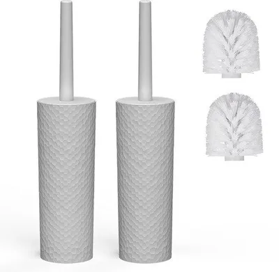 Obrázek produktu pro Sada toaletních kartáčů, 2dílná, plastová rukojeť, 4 měkké hlavice toaletních kartáčů, do koupelny, ergonomická, elegantní, odolná, šedá