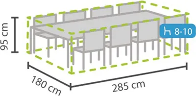 Produktbild von Perel Gartenmöbel Schutzhülle 285 x 180 x 95 cm, wasserdichte UV-beständige Allwetter-Abdeckung für