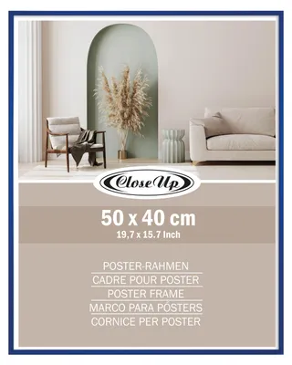 Produktbild von Blauer Kunststoff Posterrahmen 40 x 50 cm bruchsicher mit PVC-Scheibe für Hoch- & Querformat