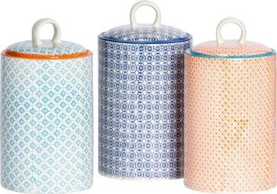 Produktbild von Nicola Spring handbedruckte Küchenbehälter - 11,5 cm - 3 Farben