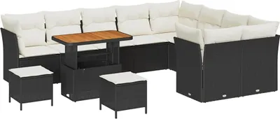 Produktbild von vidaXL Gartensofa-set 12 pcs Schwarz Poly-Rattan