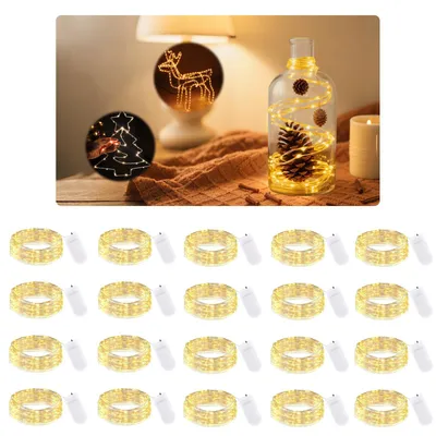 Micro-LED-Lichterkette, 2 m, 20 warmweiße LEDs, batteriebetrieben