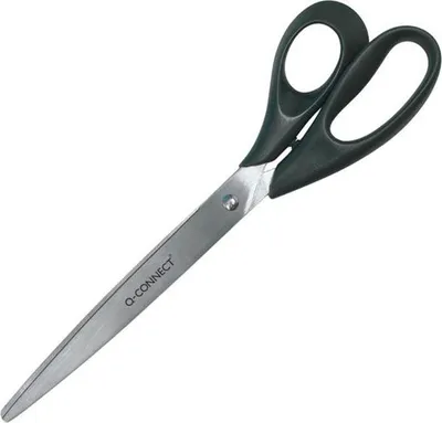 Obrázek produktu pro Q-CONNECT KF02340, Dospělý, Zakřivený střih, Samostarný, Černá, Metalická, Kancelářské nůžky, Plast