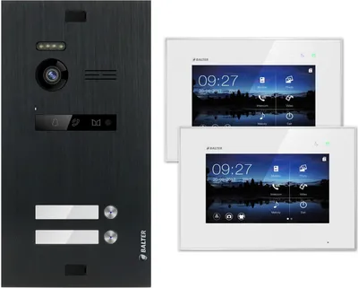 Produktbild von BALTER EVO Schwarz 2-Draht BUS 7" Monitor Video Türsprechanlage Set für 2 Familienhaus