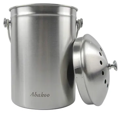 Immagine prodotto di Contenitore per compostaggio interno Abakoo, ideale per la cucina, realizzato in acciaio inossidabile 304