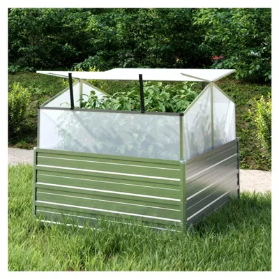 Produktbild von Hochbeet mit Gewächshaus 100x100x85 cm Silber