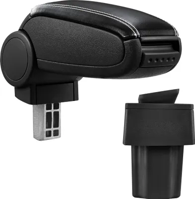 Produktbild von [pro.tec] Mittelarmlehne Passgenau für Opel Astra G in den Baujahren 1998 - 2004 - Armauflage mit Staufach - gepolstert - schwarz Kunst-Leder - mit weissen Nähten
