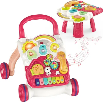 Productafbeelding van Multifunctionele loopwagen voor baby's, met een afneembaar speelpaneel en verstelbare handgrepen in hoogte