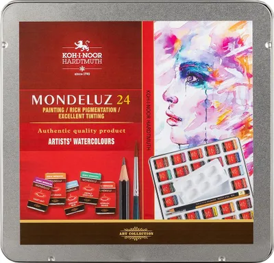Zdjęcie produktu dla Zestaw farlowych Koh-i-noor MONDELUZ 24 sztuki w blaszanym pudełku