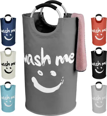 Zdjęcie produktu dla Składany kosz na pranie 115 l, z uchwytami, wzór smiley, na brudne pranie