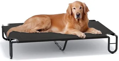 Produktbild von Hunde-Bett für große Hunde, outdoor und indoor, erhöhtes Hundebett, tragbare Hundematte (XL, schwarz)