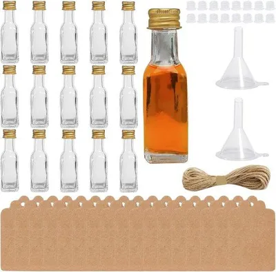 Obrázek produktu pro Miniaturní skleněné lahvičky – průhledné – 20 ml – Opakovaně použitelné lahvičky se šroubovacím uzávěrem – Vhodné jako svatební dárky a dárky