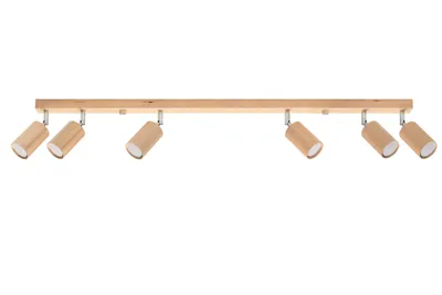 Obrázok produktu pre Stropné svietidlo BERG 6 prírodné drevo 6xGU10 10W drevo 20x5x120cm Sollux Lighting