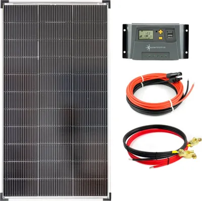 Produktbild von Komplettset 1x120 Watt Solarmodul 1070x585 10A Laderegler gelb Kabel Solar Photovoltaik Inselanlage