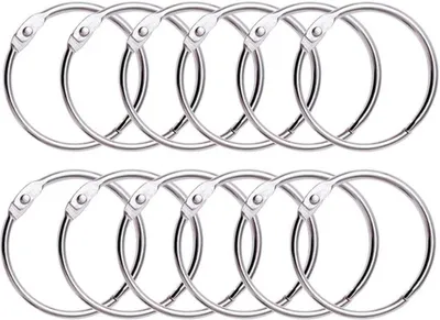 Image de Lot Azomor de 12 anneaux métalliques robustes pour rideaux de douche et autres utilisations