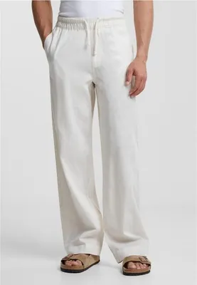 Zdjęcie produktu dla Kalhoty Urban Classics Luźne bawełniane spodnie lniane w kolorze białym - 3XL