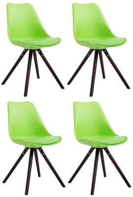 Imagen del producto de CLP, juego de 4 sillas Toulouse, diseño redondo, con patas de madera redondas. Color: verde. Estructura: color cappuccino