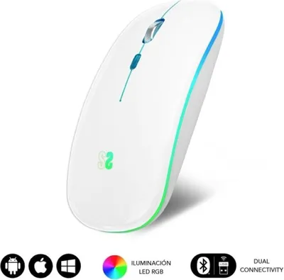 Zdjęcie produktu dla SUBBLIM SUBMO-LDFLAT2, Oburęczny, Optyczny, RF Wireless + Bluetooth + USB Type-A, 1600 DPI, Biały