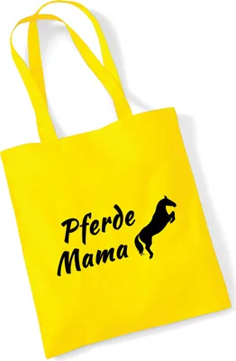 Produktbild von Huuraa Jutebeutel Pferdemama Silhouette 10 Liter Yellow Baumwolle Tasche Geschenkidee
