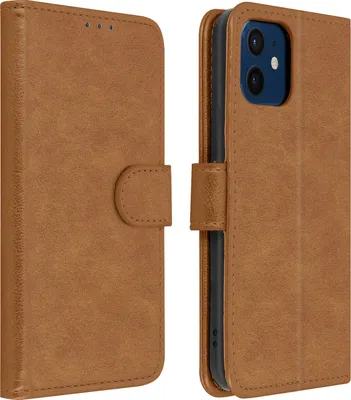 Image de Avizar, étui en simili cuir pour Apple iPhone 12 Mini, couleur marron