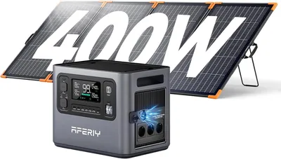Immagine prodotto di AFERIY P280 2800 W 1024 Wh con pannello solare 400 W, ricarica 0-99% in 60 min, per campeggio, camper e casa