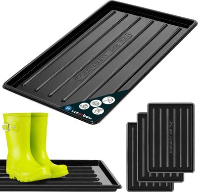 KOTARBAU® 3er Set Schuhabtropfschale 45x30 cm Schuhmatte mit erhöhtem Rand Schuhwanne Kunststoff Schuhablage Abtropfschale für Haustiere Schwarz