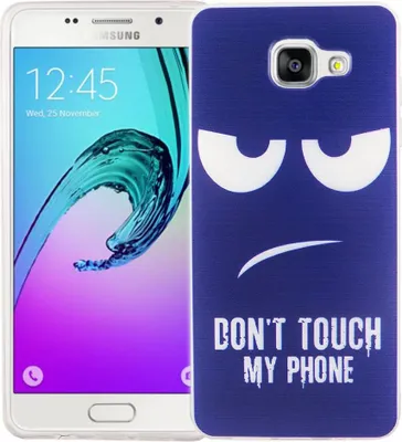 Produktbild von Handy Hülle für Samsung Galaxy A5 2016 Cover Case Schutz Tasche Motiv Slim Silikon TPU Dont Touch my Phone Blau
