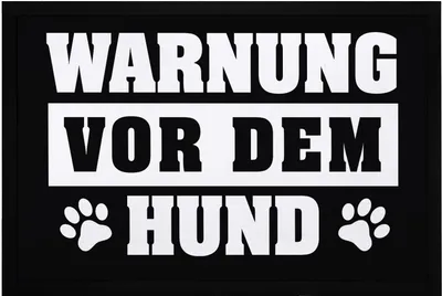 Produktbild von Fußmatte mit Spruch Warnung vor dem Hund Pfoten für Hundebesitzer Hundehalter rutschfest & waschbar Moonworks® schwarz 60x40cm