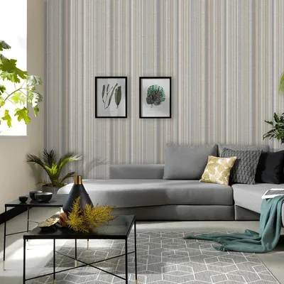 Immagine prodotto di Carta da parati grigio-giallo a righe fashion