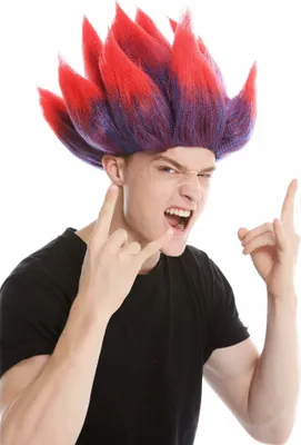 Produktbild von WIG ME UP Perücke hochtoupiert Dämon Troll Blume Rot-Blau Rot LM-19-PC3TPC13