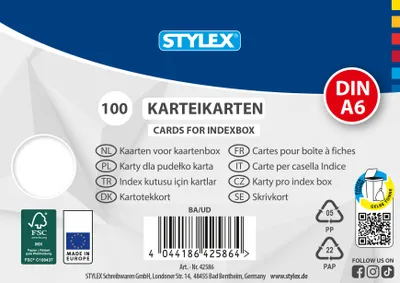 Produktbild von 100 Karteikarten / DIN A6 / weiss / blanko