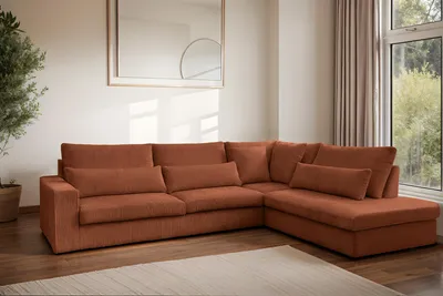 Produktbild von Kaiser Möbel Ecksofa SVEN in L-Form für das Wohnzimmer, Stoff Poso Kupfer Rechts