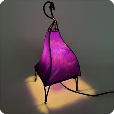 Immagine prodotto di Lampada orientale Lampada all'henné Lampada in pelle marocchina Lampada da tavolo Lampada da terra Mellah unicolore 35-38 cm, viola