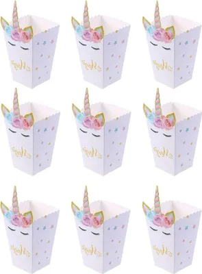 Produktbild von Popcorn Tüte Einhorn Form Einweg Umweltfreundliche Papiertüte Popcorn Boxen Lebensmittel Papier Beutel 12 Stück