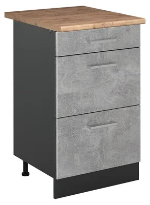 Imagen del producto de Mueble bajo de cocina Vicco R-Line Hormigón/Antracita 50 cm encimera Roble dorado, Model 69796