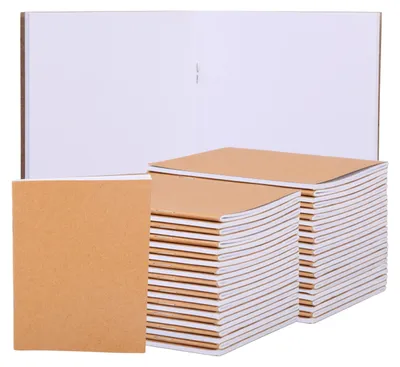 Produktbild von BELLE VOUS 48er Pack Notizbuch A6 Blanko Unliniertes Braunes Kraftpapier Notizheft A6 Set - Journal Buch - 10,5 x 14 cm - 24 Papierseiten - Notizbuch